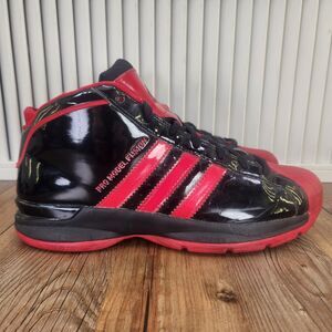 Adidas Pro Model Fusion 2008 Mens Size 9 Black Red Leather Sneakers Shoes 901265